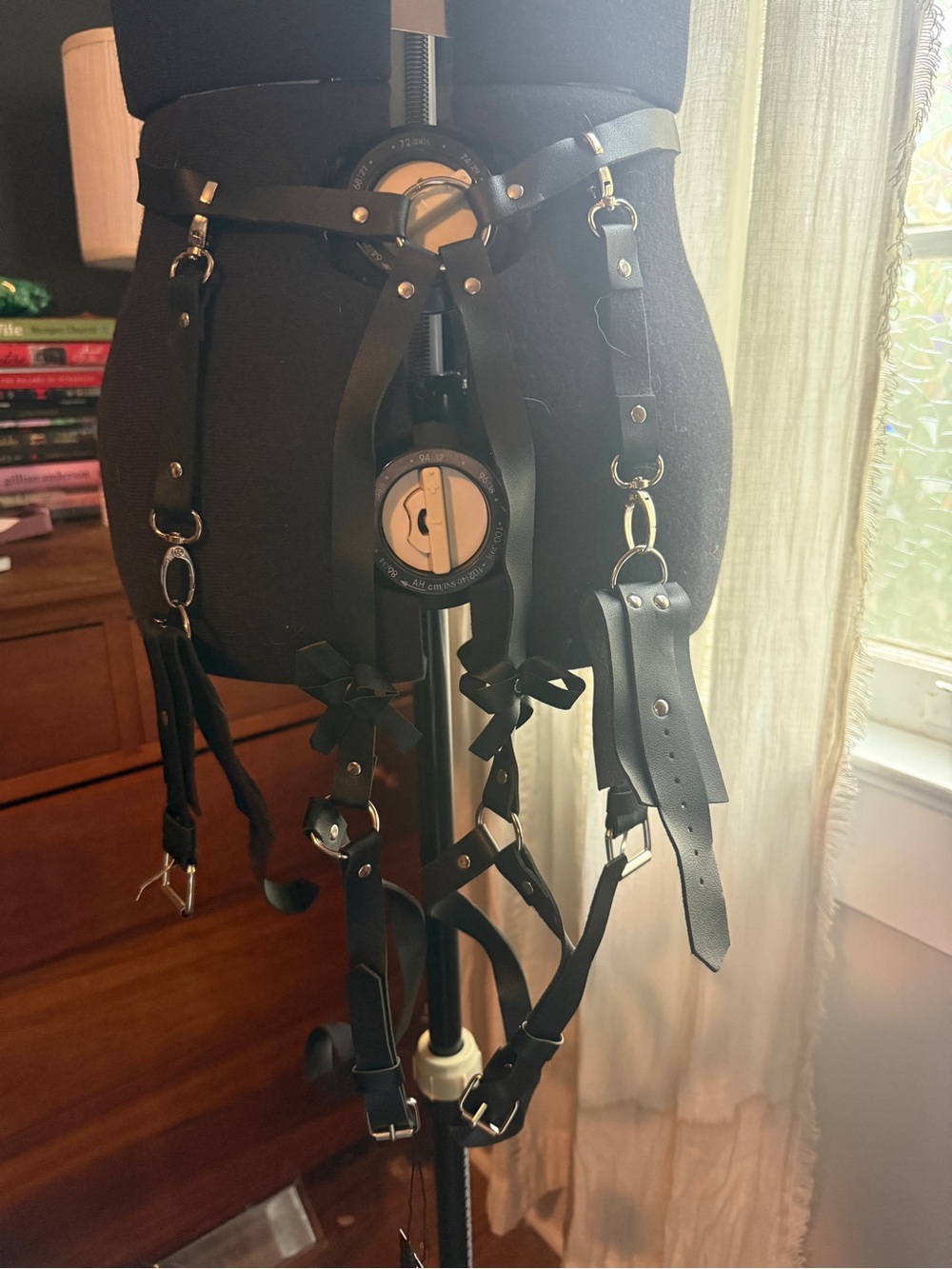 Black Faux Leather Waist/ Thigh/ Backside Harness with Bows